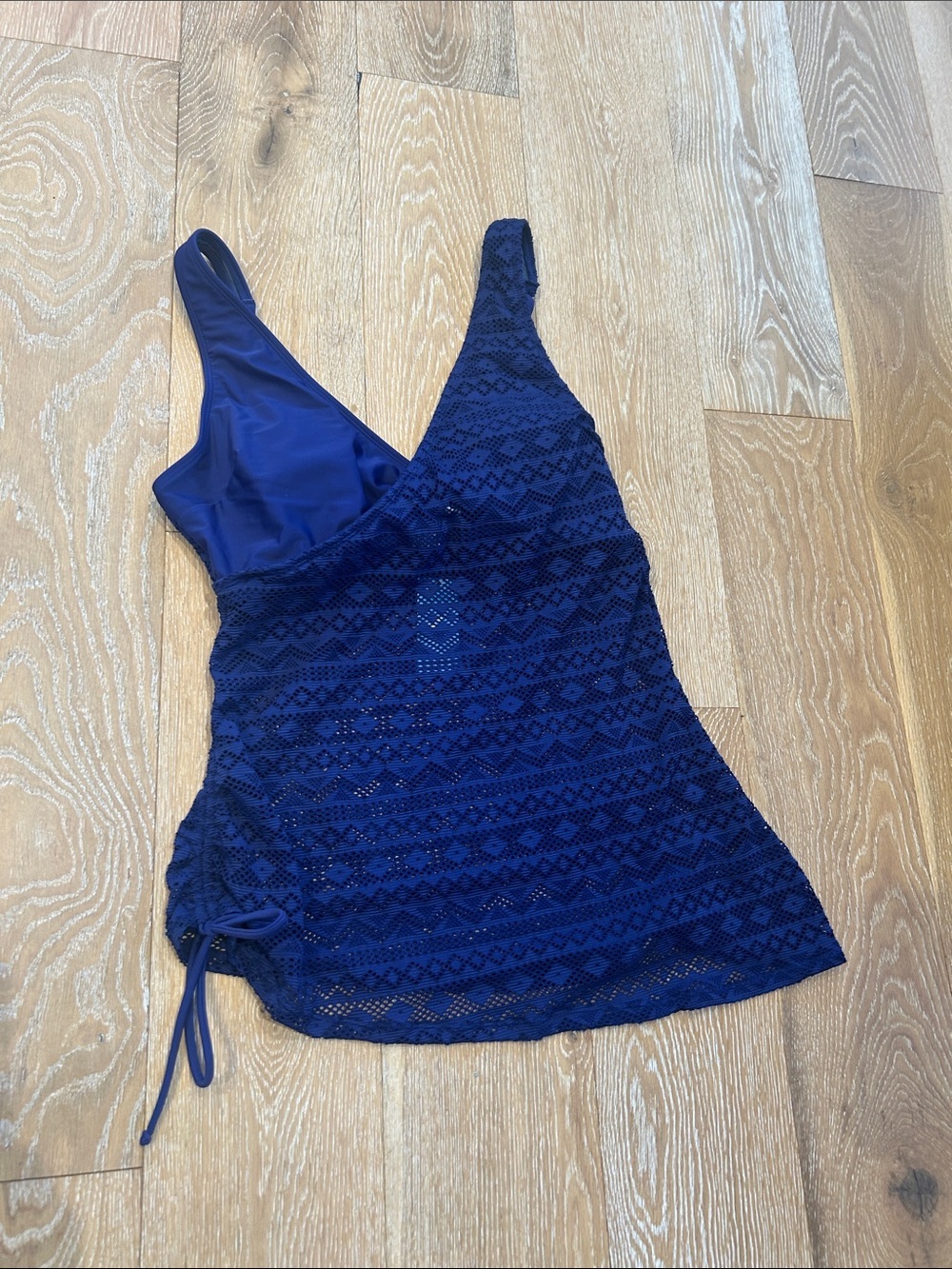NWT Navy Blue Mesh Cupshe Tankini Swim Top Size XL